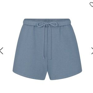 SKIMS Limited edition colour steel blue Cotton fleece
 size large shorts